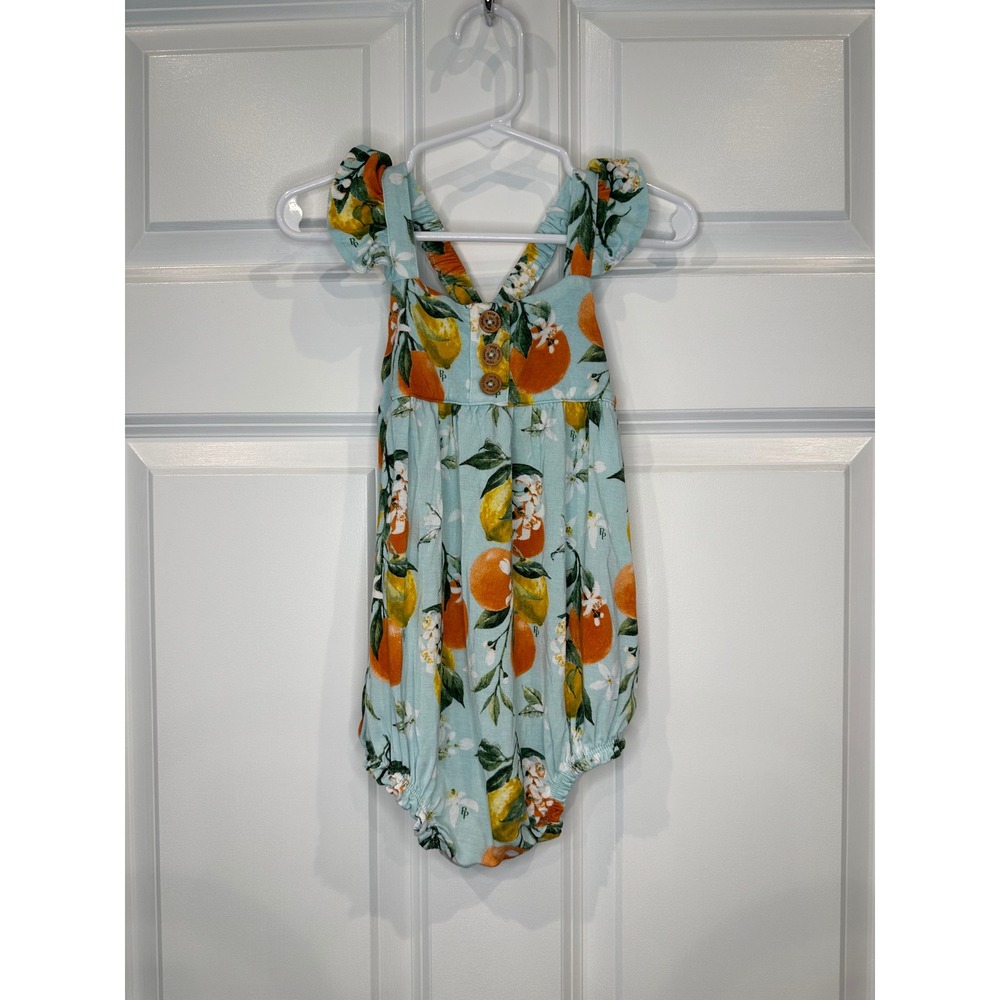 Posh Peanut‎ Bamboo Bubble Romper Size 18-24 Months Orange Floral Summer Outfit
